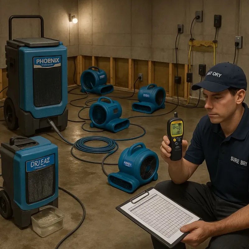 Structural Drying and Dehumidification process in Hillsboro, WI